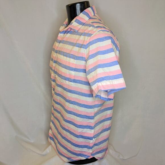 American Heritage Striped Shirt Men's XL Blue & Pink Casual - Picture 3 of 5
